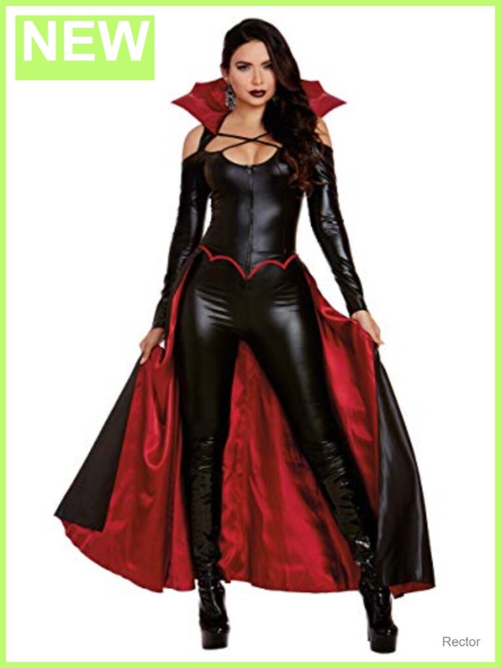 Women's Vampire Costume Jumpsuit Zip-Front Gothic Halloween